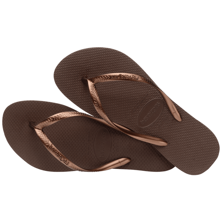 Havaianas Slim Flip Flop Sandal in Dark Brown Metallic