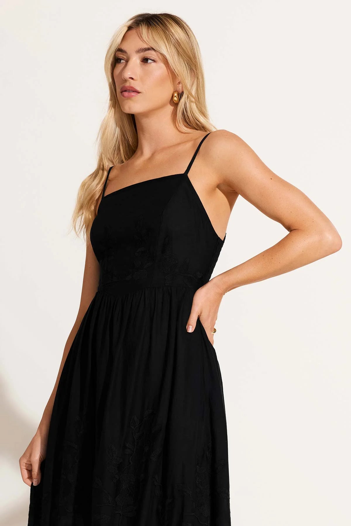 Vitamin A Flora Dress in Black Beachside Broderie