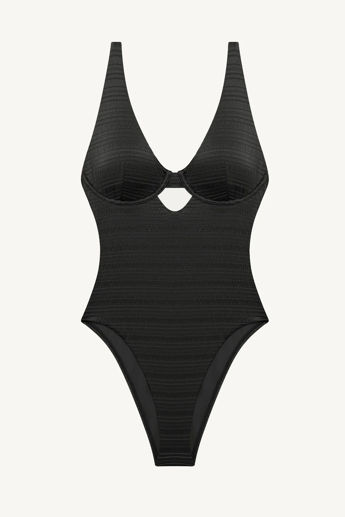 Vitamin A Rossi Underwire One Piece in Black Seersucker Stripe