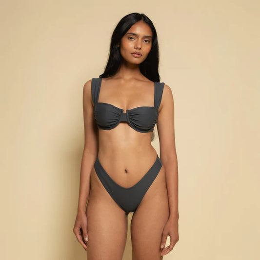 Montce Charcoal Lulu Zig Zag Stitch Bikini Bottom