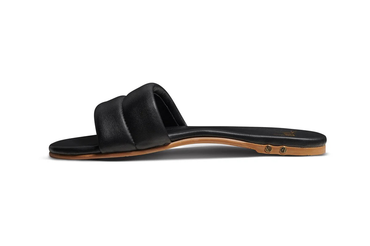 Beek Sugarbird Leather Slide Sandal in Black