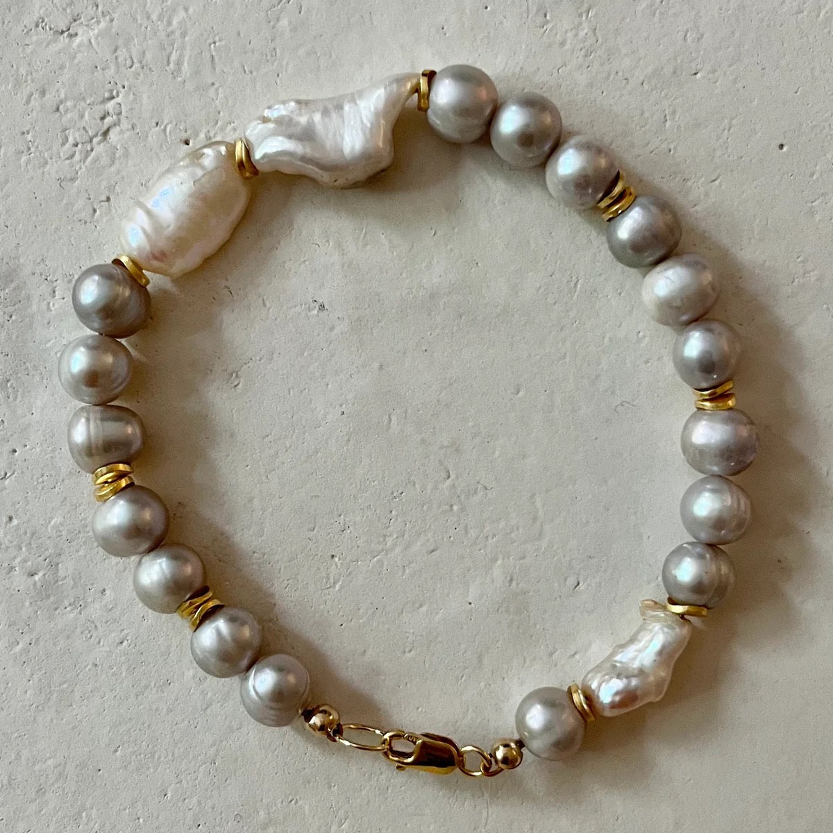 House of Olia Salva Multi Pearl Gold Filled Bracelet