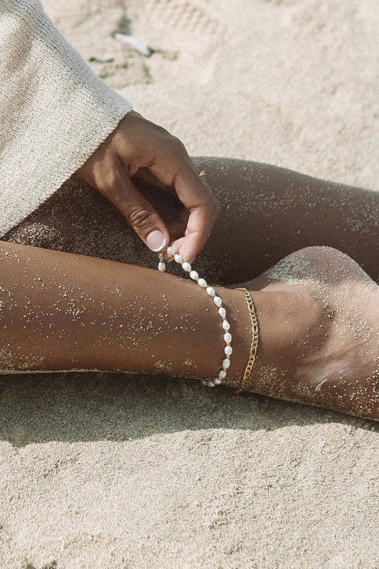 Twenty Compass Lagoon Pearl Anklet Gold