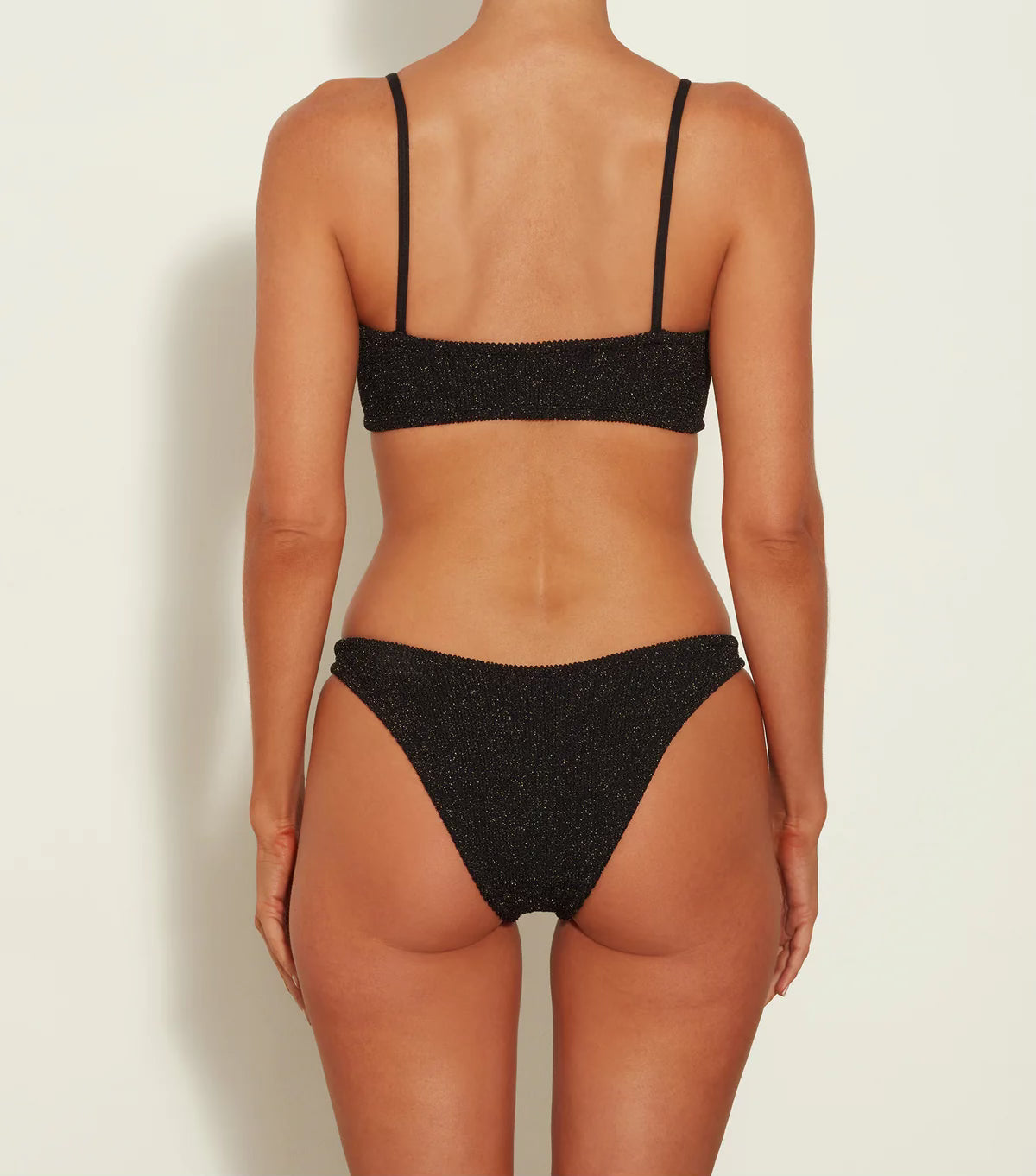 Hunza G Gigi Bikini Lurex Crinkle in Black and Gold