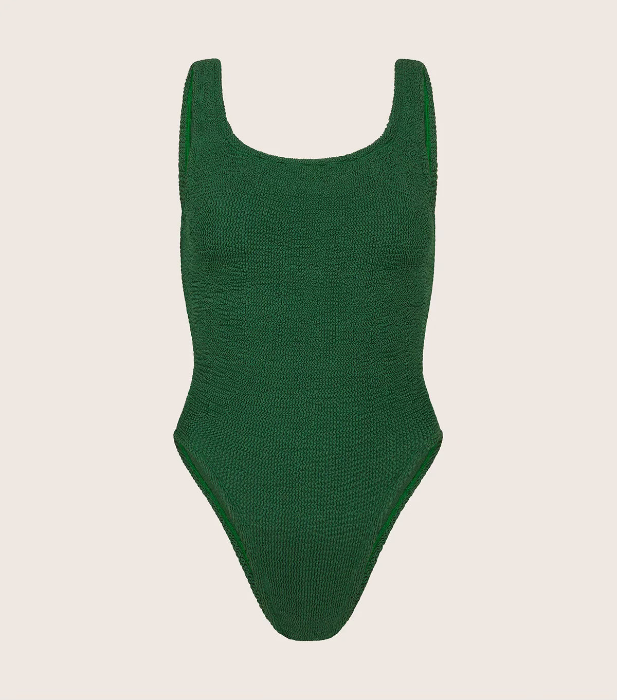 Hunza G Square Neck Swim in Metallic Forest Green