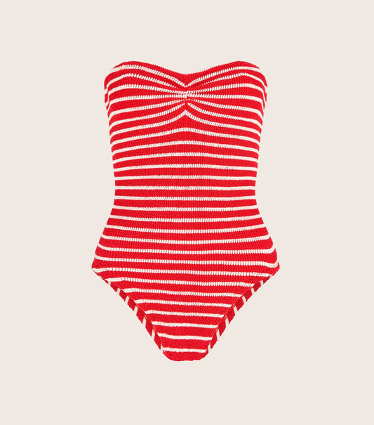 Hunza G Brooke One Piece Swimsuit in Red and White Stripe