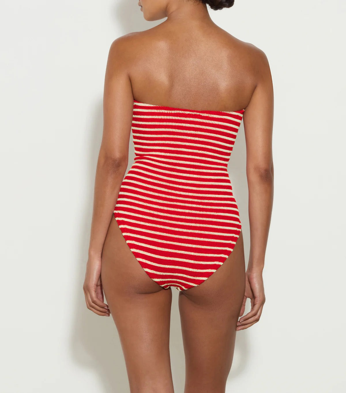 Hunza G Brooke One Piece Swimsuit in Red and White Stripe