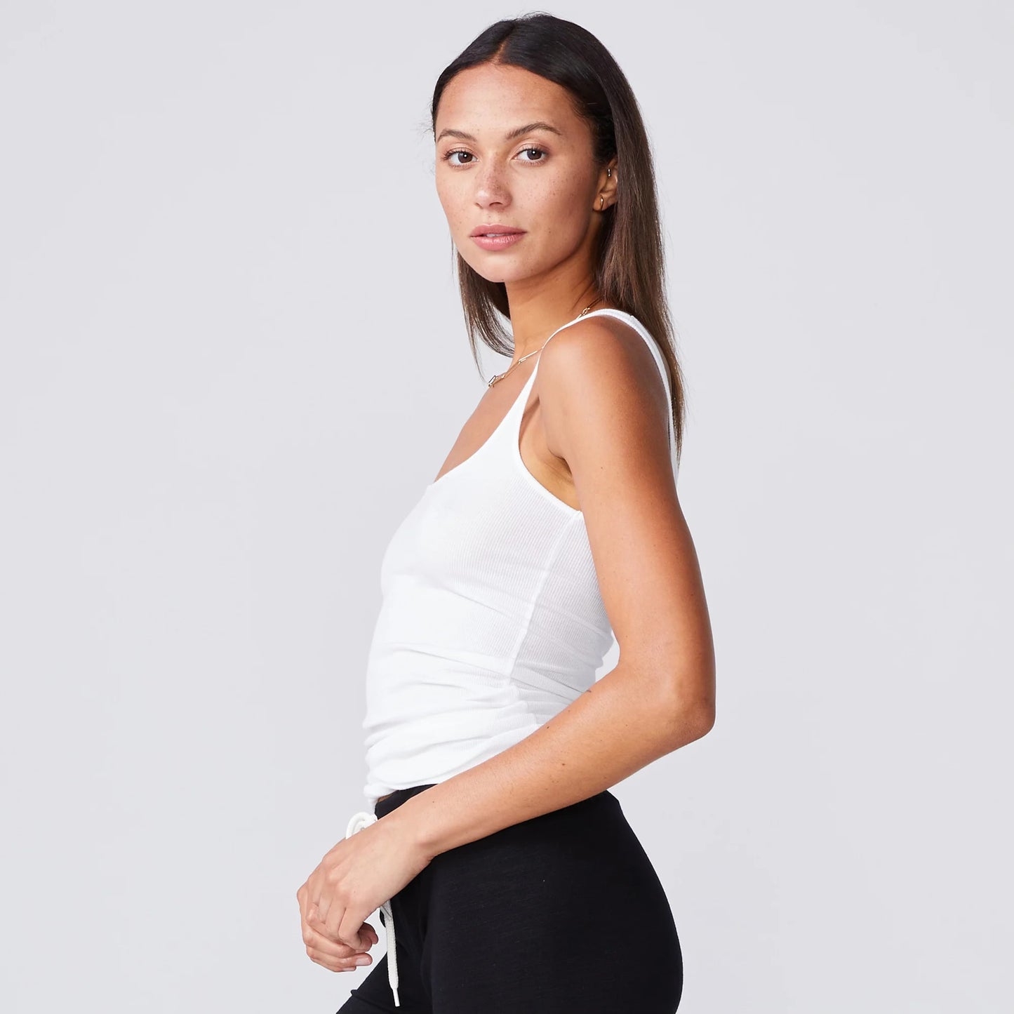 Monrow Narrow Rib Tank in White