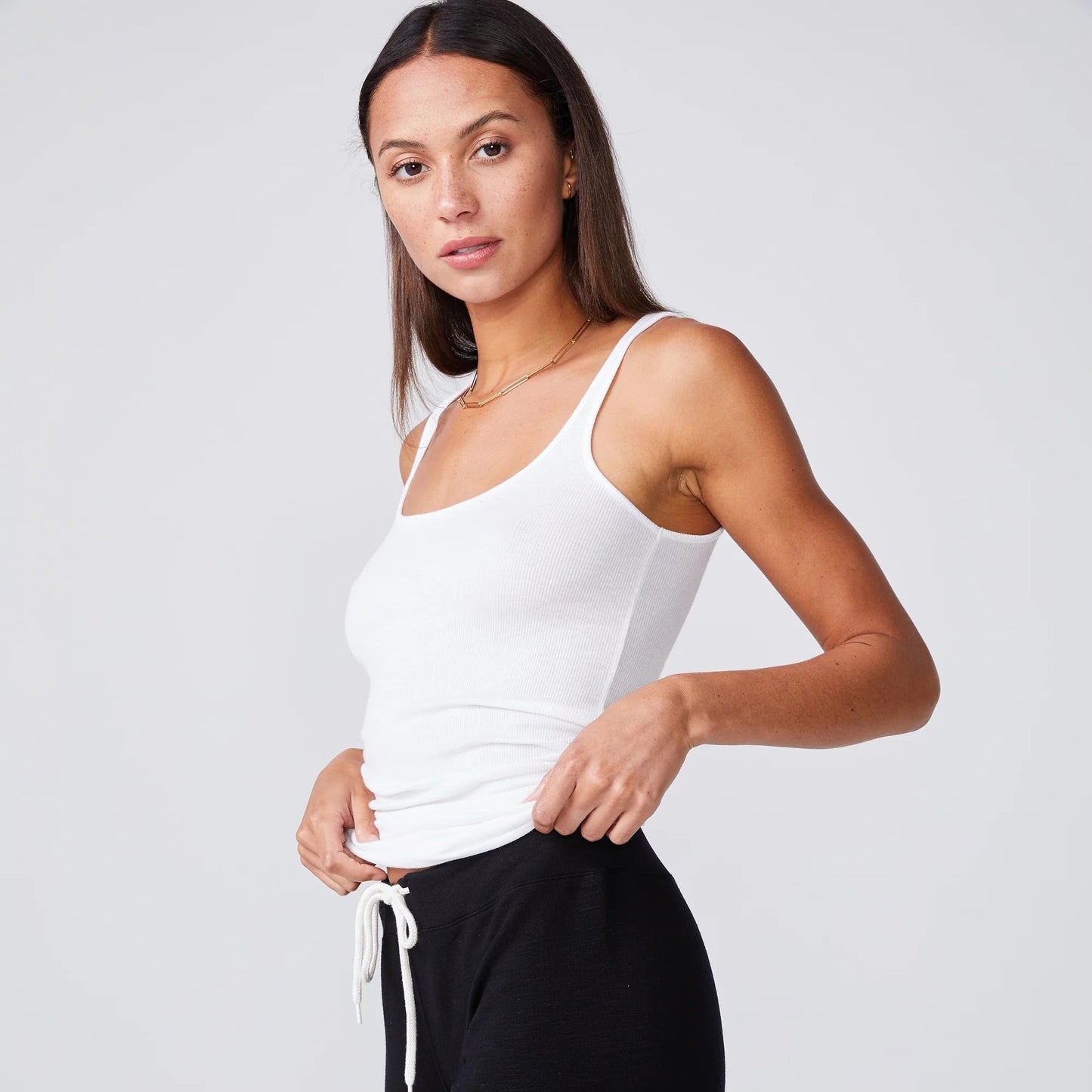 Monrow Narrow Rib Tank in White