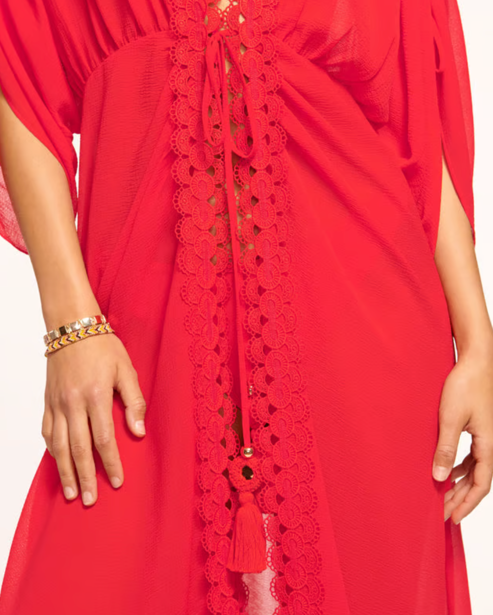 Ramy Brook Raelynn Lace Trim Cover-Up in Flame