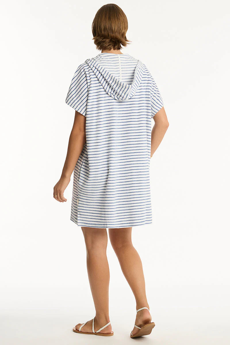 Sea Level Surf Poncho in Denim Stripe