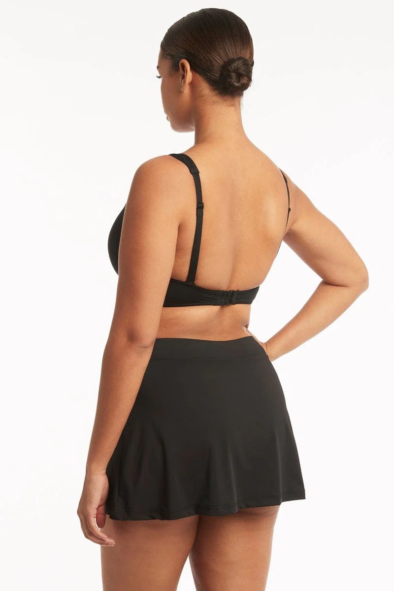 Sea Level Essentials Swim Skirt in Black