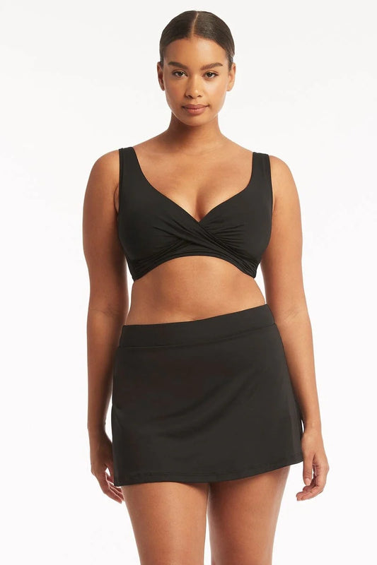 Sea Level Essentials Swim Skirt in Black