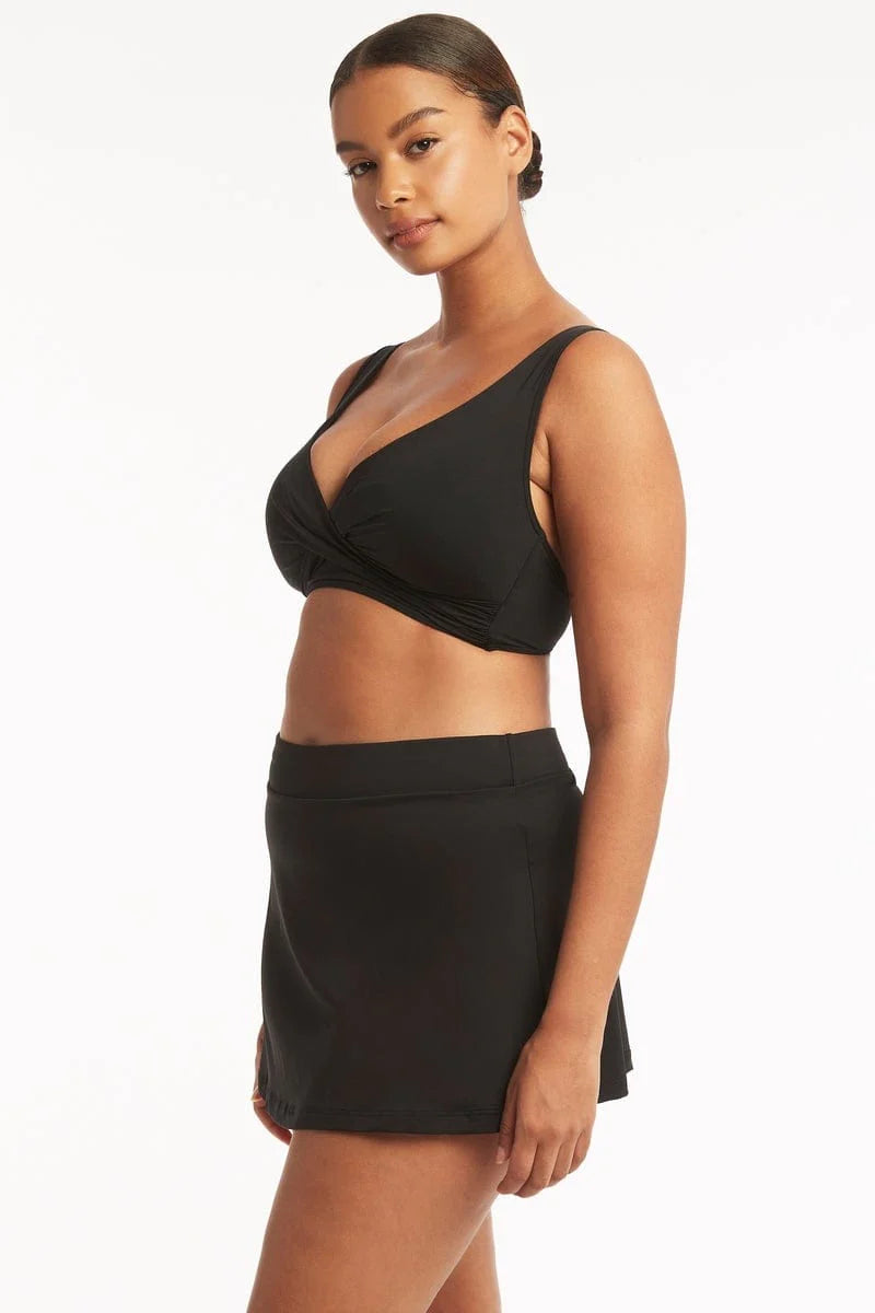 Sea Level Essentials Swim Skirt in Black